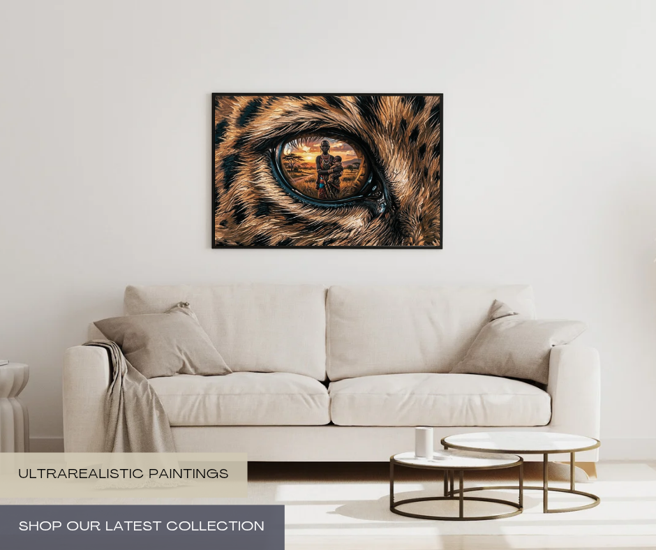 Leopard and African Tribal Mother with Baby – Emotional Wildlife Wall Art, Cultural Digital Download” - Image 3