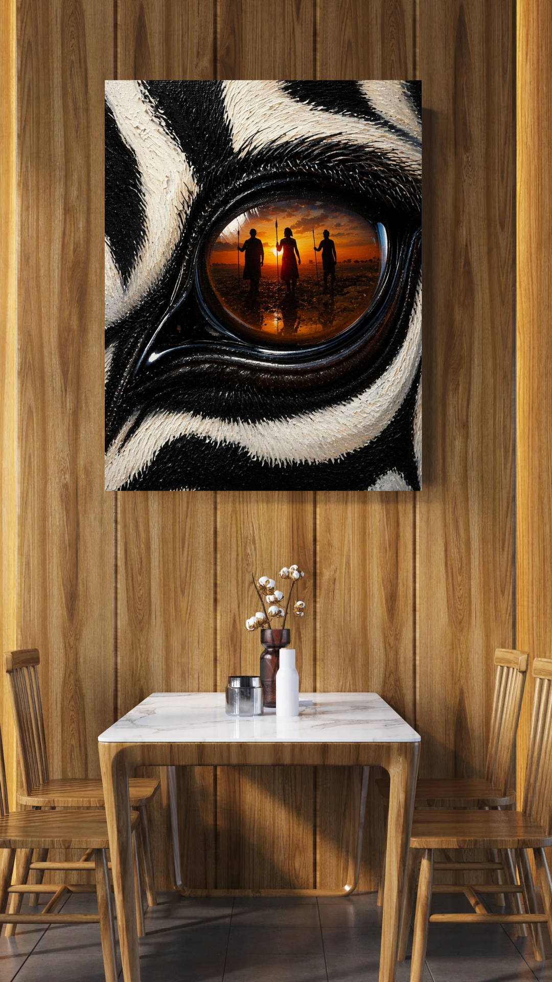 Zebra Eye Artwork – Hidden African Tribe Reflection – Mystical Safari Wall Art - Image 4
