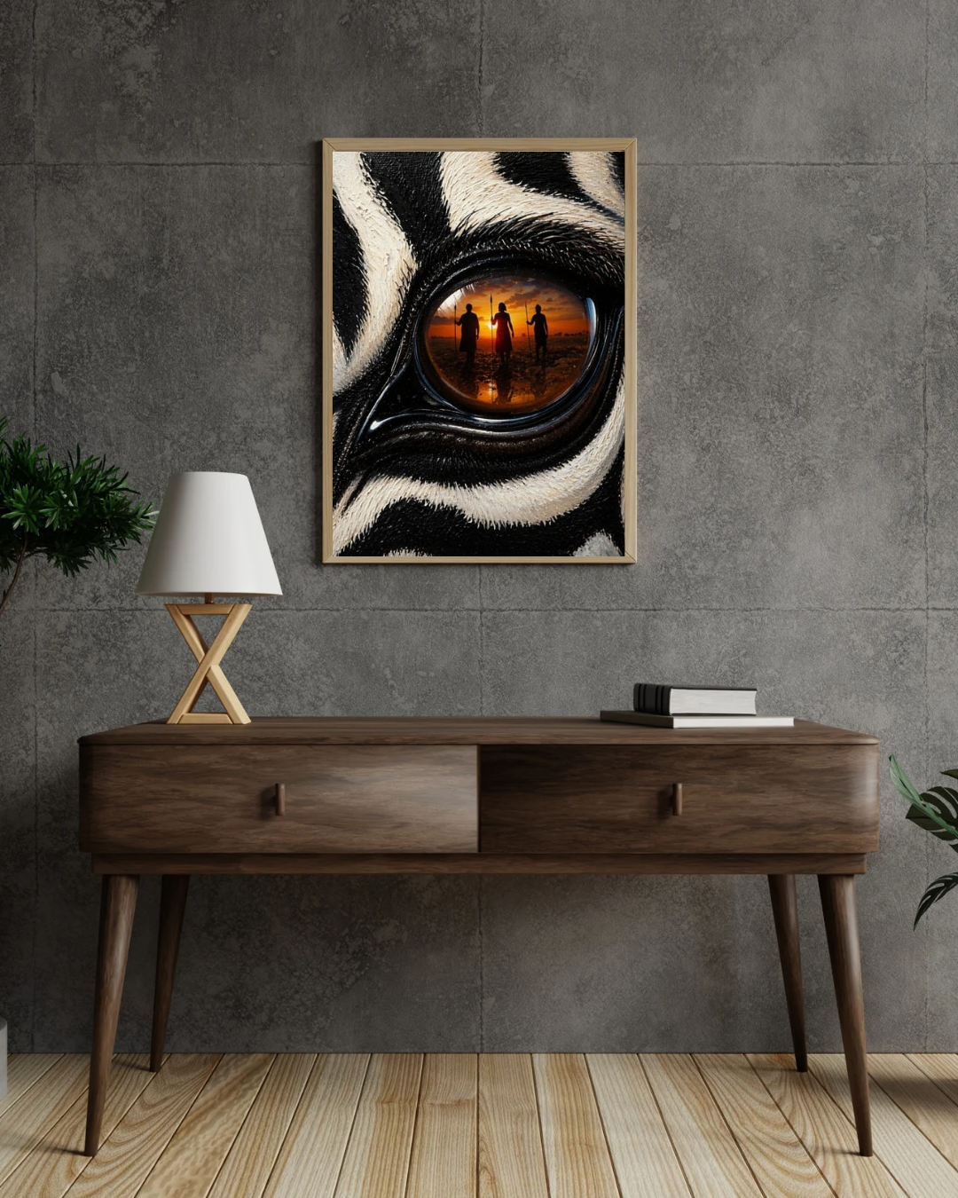 Zebra Eye Artwork – Hidden African Tribe Reflection – Mystical Safari Wall Art - Image 2