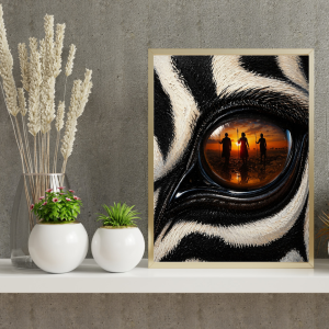 Zebra Eye Artwork – Hidden African Tribe Reflection – Mystical Safari Wall Art