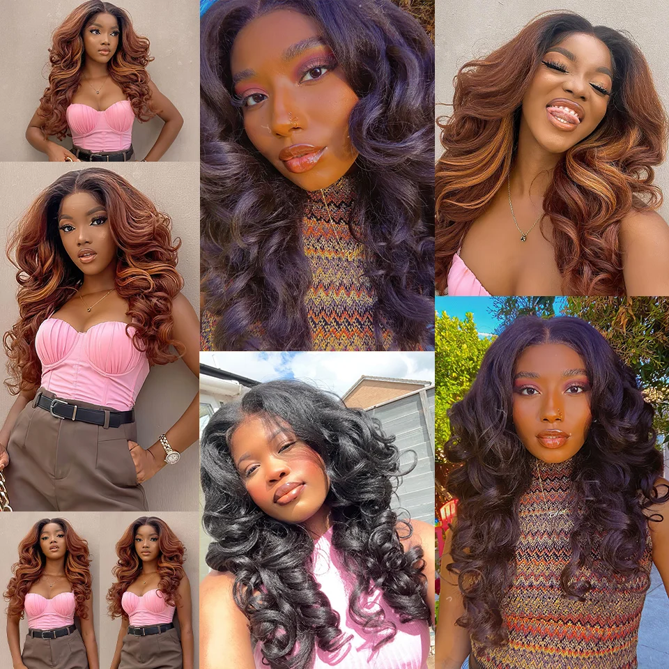 Latisha 13X6 HD 13X5X1 Synthetic Lace Front Wigs Curly Pre Plucked Lace Frontal Wig with Bangs for Women Highlight with Babyhair - Image 4