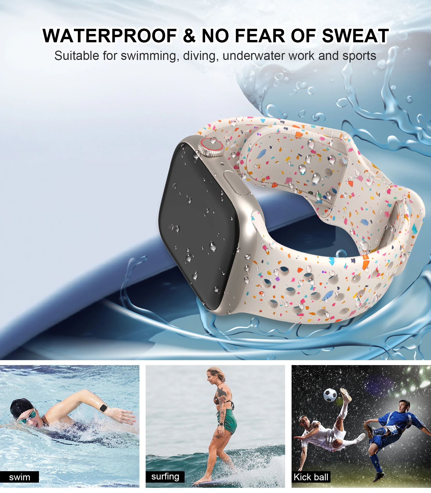 Sport Silicone for Apple watch band 45mm 40mm 44mm 41mm 38mm 49mm Breathable bracelet iwatch Series 9 8 7 6 5 3 SE Ultra 2 Strap - Image 5