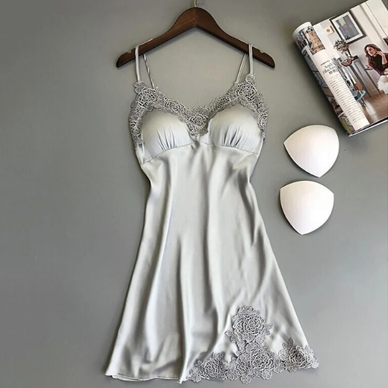 KUCLUTLadies Sexy Silk Satin Night Dress Sleeveless Nighties V-neck Nightgown Nightdress Lace Sleepwear Nightwear For Women S-XL - Image 5