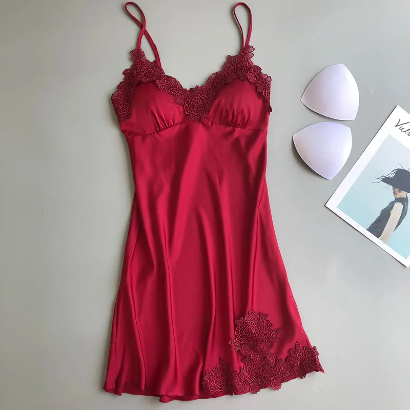 KUCLUTLadies Sexy Silk Satin Night Dress Sleeveless Nighties V-neck Nightgown Nightdress Lace Sleepwear Nightwear For Women S-XL - Image 2