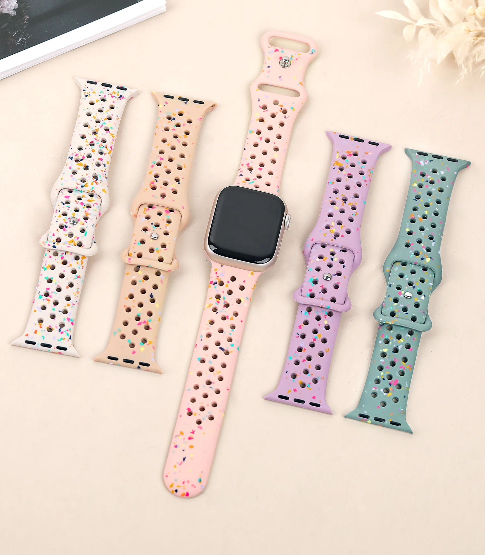 Sport Silicone for Apple watch band 45mm 40mm 44mm 41mm 38mm 49mm Breathable bracelet iwatch Series 9 8 7 6 5 3 SE Ultra 2 Strap - Image 3