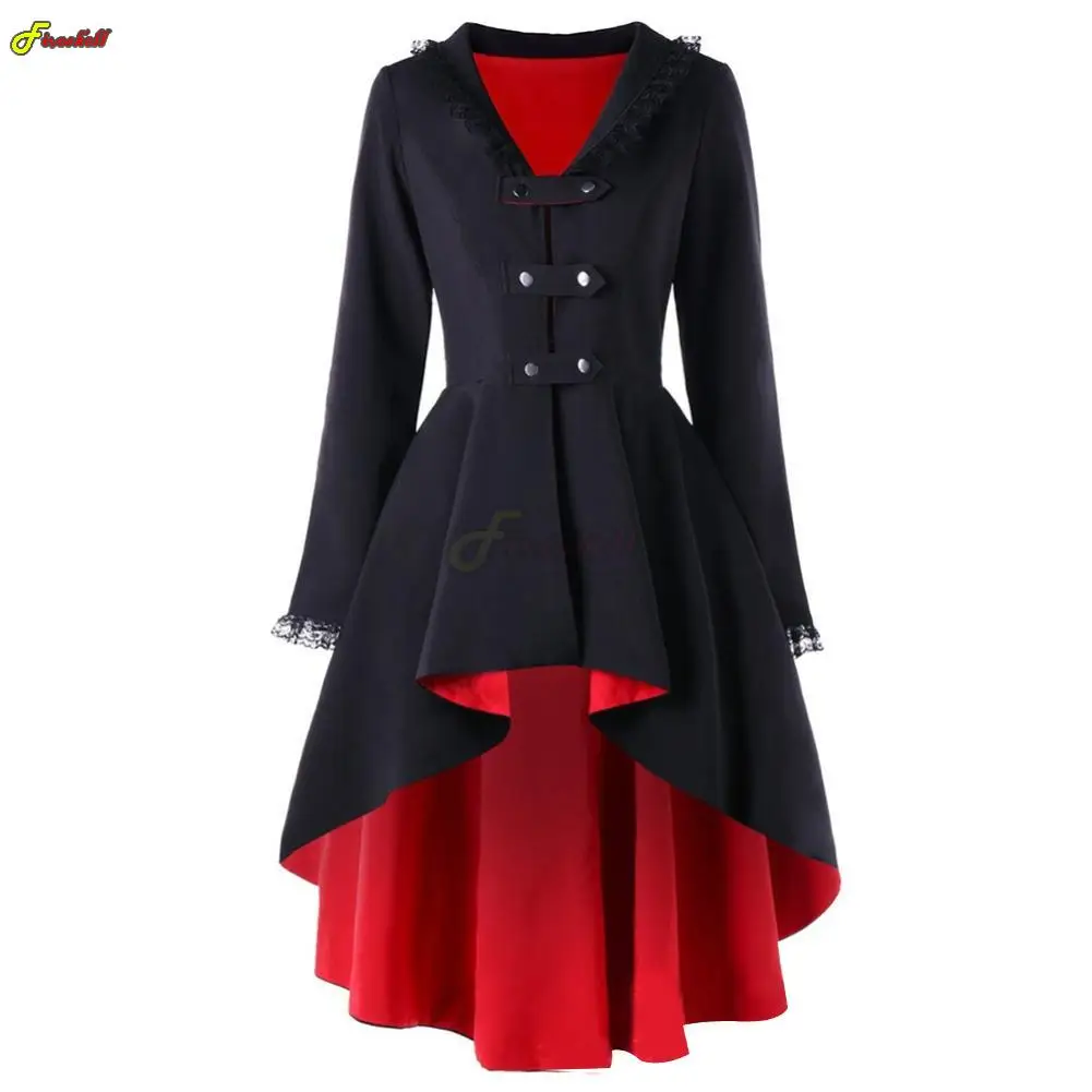 Women Autumn Winter Steampunk Cosplay Night Dress Christmas Victorian Medieval Dance Patry Robe Lace Pathcwork Tuxedo Costumes - Image 5