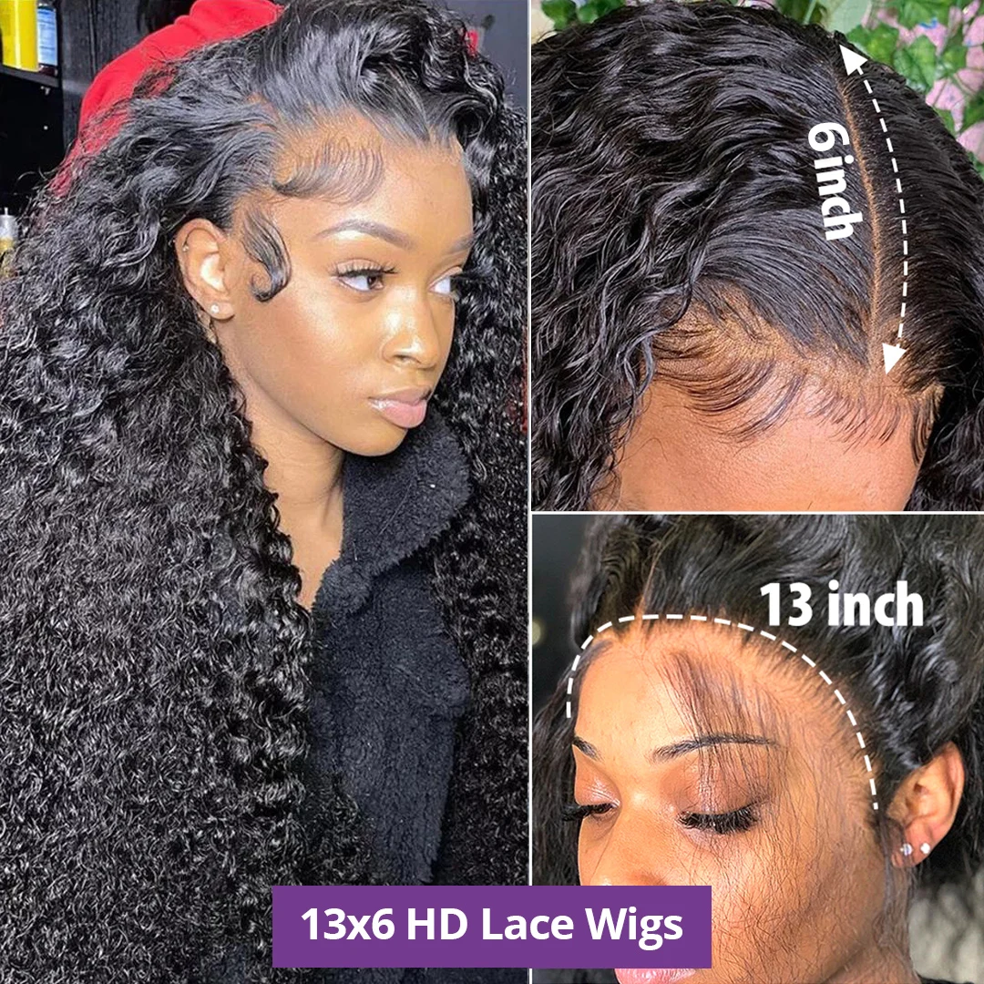 13x6 Hd Lace Frontal Wig Deep Wave 250 Density Curly Human Hair Wigs Preplucked Water Wave Front Wigs For Black Women Brazilian - Image 2