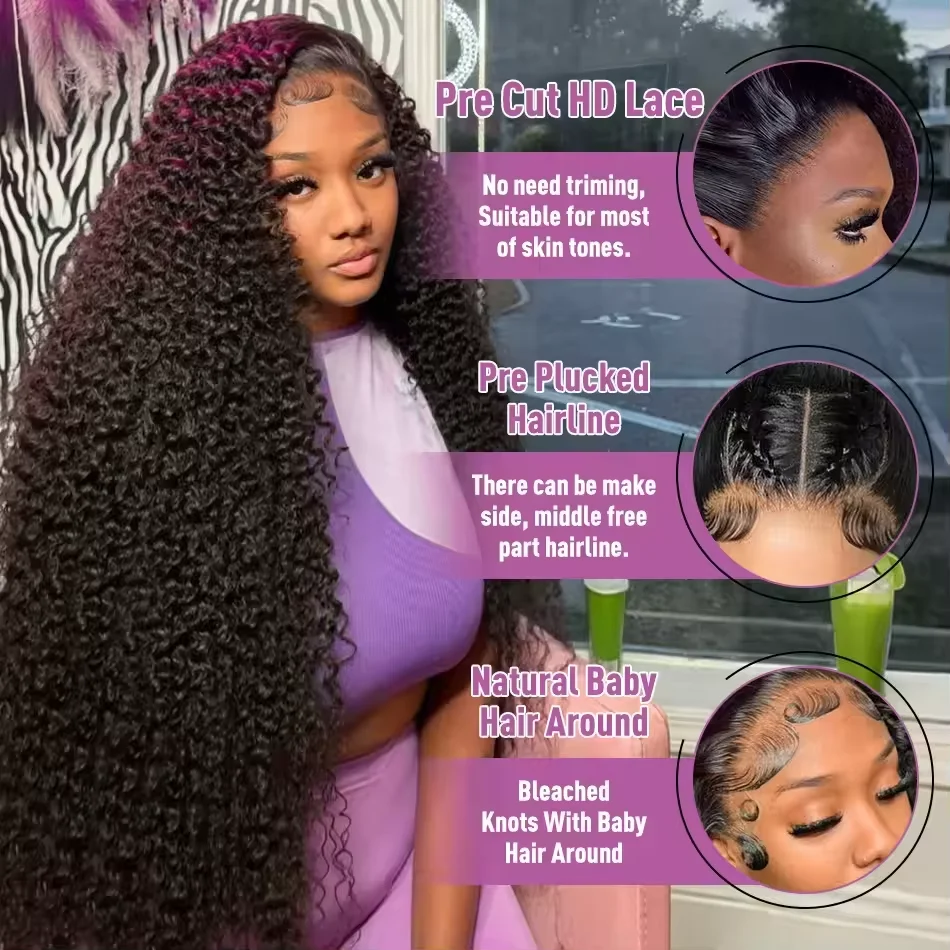 13x6 Hd Lace Frontal Wig Deep Wave 250 Density Curly Human Hair Wigs Preplucked Water Wave Front Wigs For Black Women Brazilian - Image 3