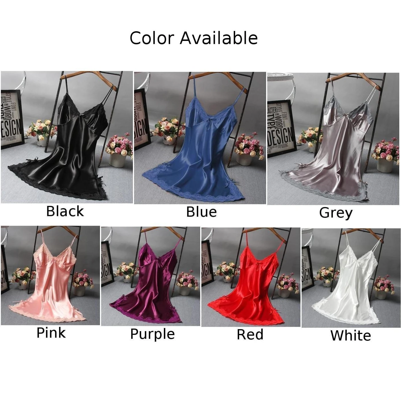 Hot Sale Women Sexy Satin Nightdress Lace Nightwear For Lingerie Sleepwear Ladies Mini Short Dress Robe Sleeping - Image 2