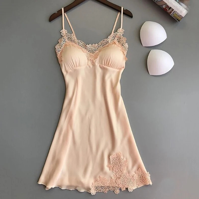 KUCLUTLadies Sexy Silk Satin Night Dress Sleeveless Nighties V-neck Nightgown Nightdress Lace Sleepwear Nightwear For Women S-XL - Image 4