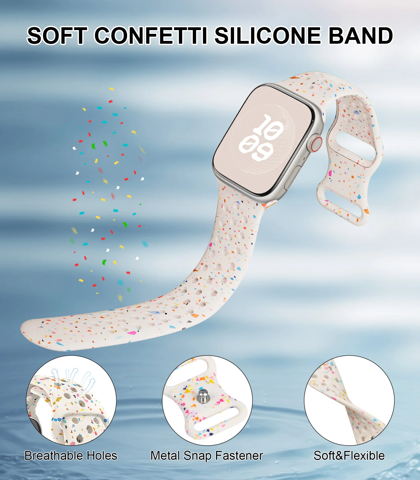 Sport Silicone for Apple watch band 45mm 40mm 44mm 41mm 38mm 49mm Breathable bracelet iwatch Series 9 8 7 6 5 3 SE Ultra 2 Strap - Image 4