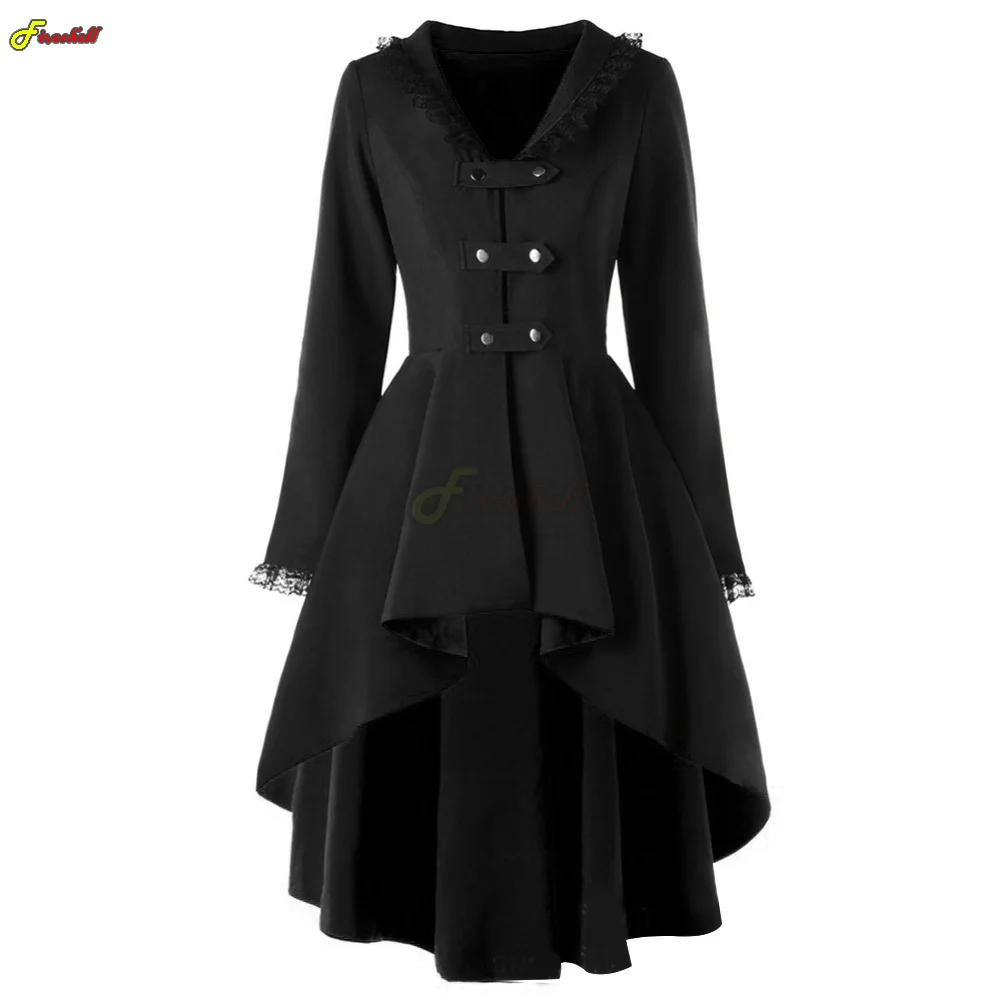 Women Autumn Winter Steampunk Cosplay Night Dress Christmas Victorian Medieval Dance Patry Robe Lace Pathcwork Tuxedo Costumes - Image 4