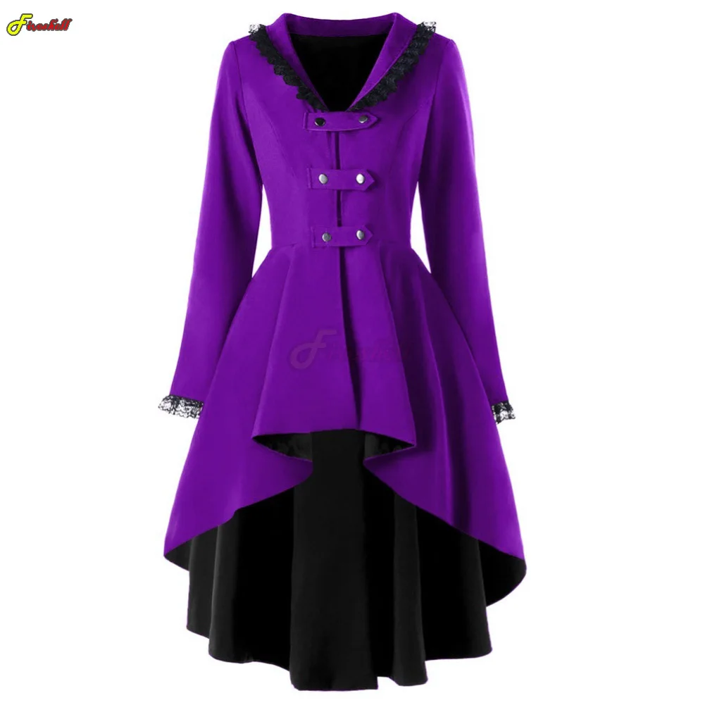 Women Autumn Winter Steampunk Cosplay Night Dress Christmas Victorian Medieval Dance Patry Robe Lace Pathcwork Tuxedo Costumes - Image 2