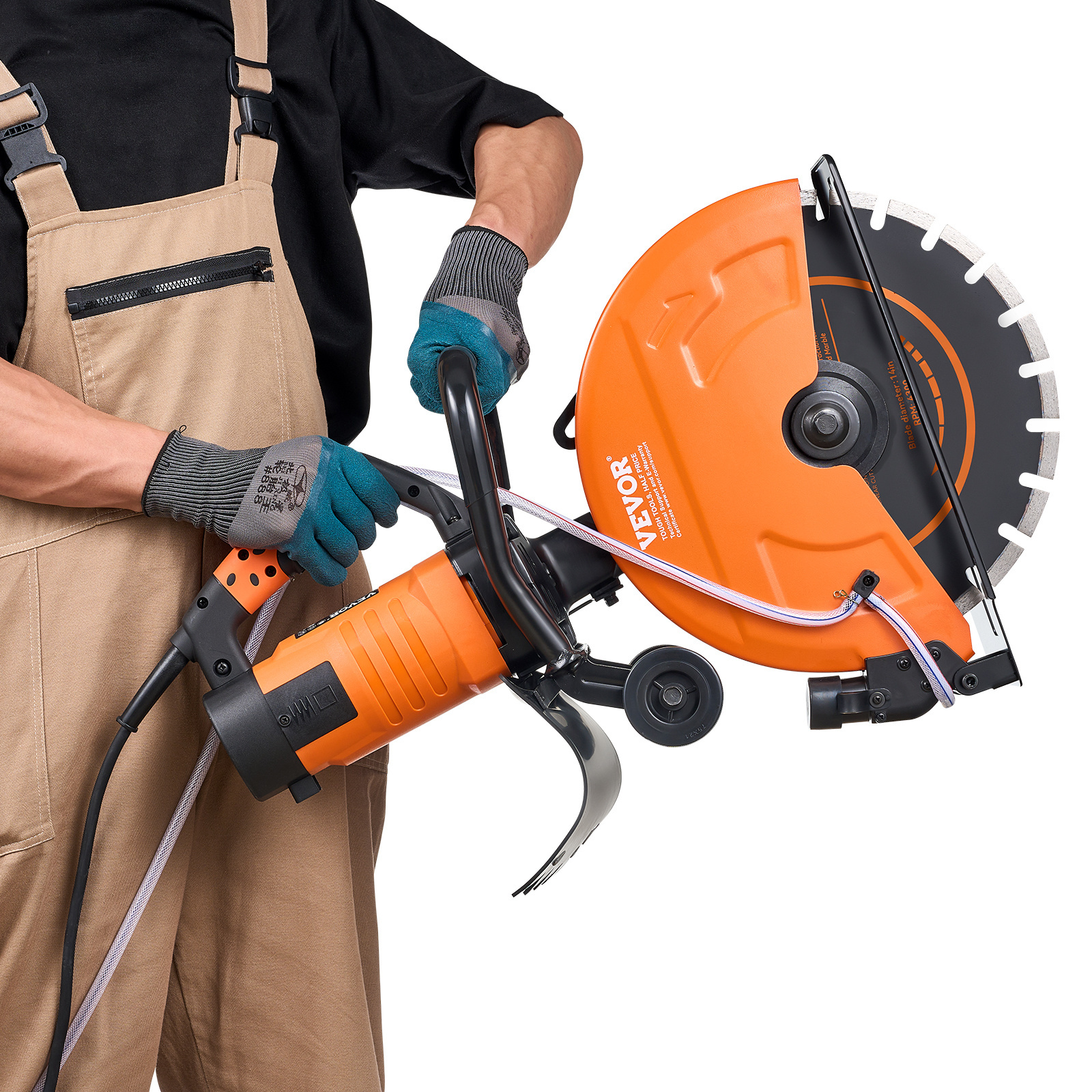 VEVOR Electric Concrete Saw, 14 in Circular Saw Cutter with 5 in Cutting Depth, Wet/Dry Disk Saw Cutter Includes Water Line, Pump and Blade, for Stone, Brick, Porcelain, Concrete,3200W/15A Motor - Image 5