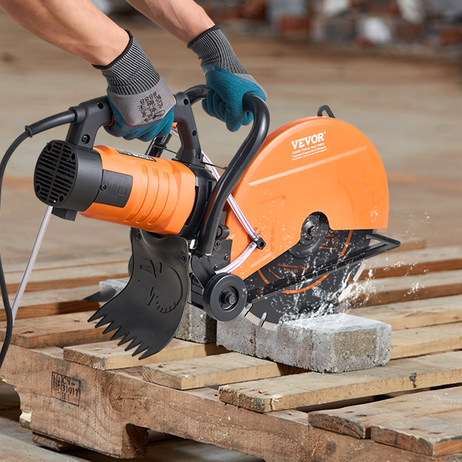 VEVOR Electric Concrete Saw, 14 in Circular Saw Cutter with 5 in Cutting Depth, Wet/Dry Disk Saw Cutter Includes Water Line, Pump and Blade, for Stone, Brick, Porcelain, Concrete,3200W/15A Motor - Image 3