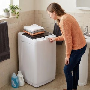 1.06 Cu. Ft. Portable Washing Machine, 7.7 lb. Capacity Compact Washer - 10 Wash Cycles with translucent Lid, Quick Connect Adapter & Drain Hose - Ideal for Apartments, Homes