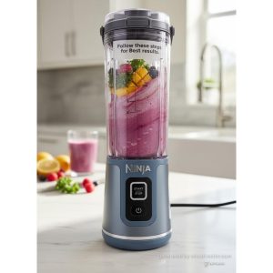 Ninja Blast Portable Blender, Cordless, 18oz. Vessel, Personal Blender for Shakes & Smoothies, BPA Free, Leakproof Lid & Sip Spout, USB-C Rechargeable, NAVY/SILVER, BC1555NV (Renewed)