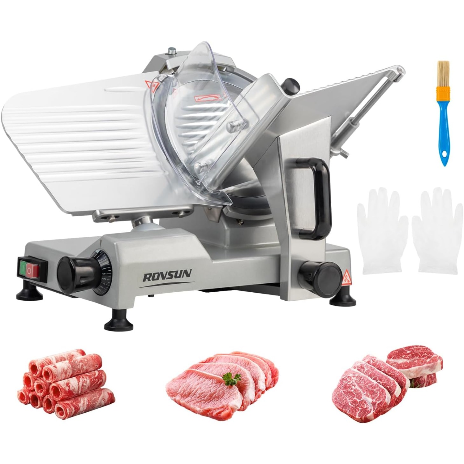 MEFEIR 8.7inch Commercial Meat Slicer, Electric Deli Food Slicer with Premium Chromium-plated Steel Blade, 0-12mm Adjustable Thickness, ETL Certified for Frozen Meat Ham Baguett Steak, Silver - Image 9