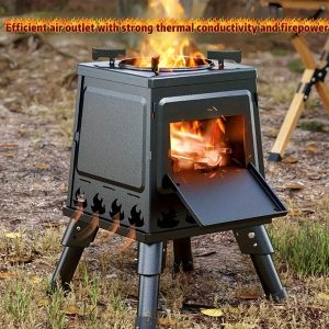 Wood Burning Camp Stove Portable Wood Stove for Outdoor Hiking Picnic BBQ Travel Black Portable Heater for Camping Portable Outdoor Cooking Stove