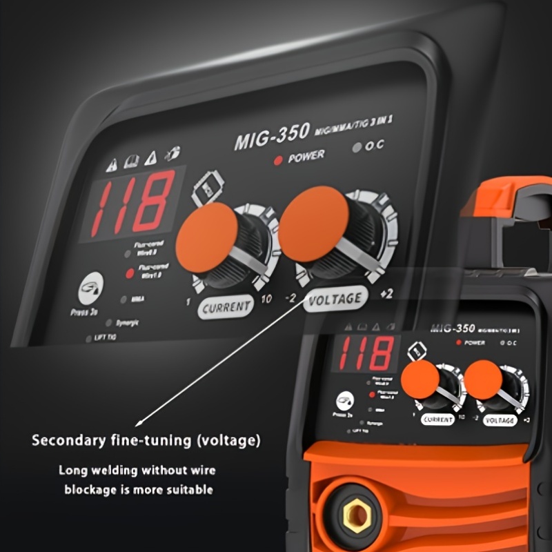 MIG-350/MIG-250 3 In 1 Welding Machine, 110V 60Hz 105A Gasless MIG/Stick ARC Welder With Orange Rubber Case, Complete Starter Kit Include Welding Wire, Rods, Mask Gloves, Portable Welder For Beginners Home Industrial Repair - Image 8