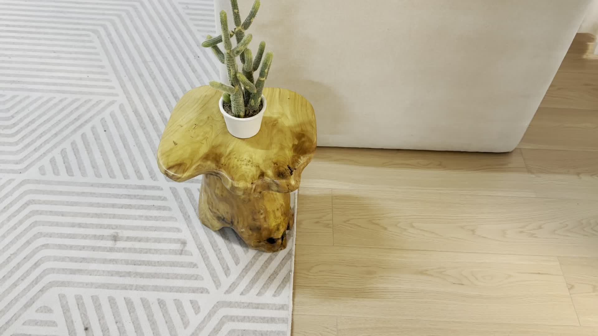 1pc Natural Edge Solid Fir Wood Stool - Rustic Tree Stump Design Indoor/Outdoor Side Table, 280lb Weight Capacity, High Quality Easy-Clean Surface, Versatile for Home, Restaurant, Patio, Living Room Decor, Indoor Outdoor Furniture | Natural Aesthetic | Durable Construction, Solid Wood Furniture - Image 10