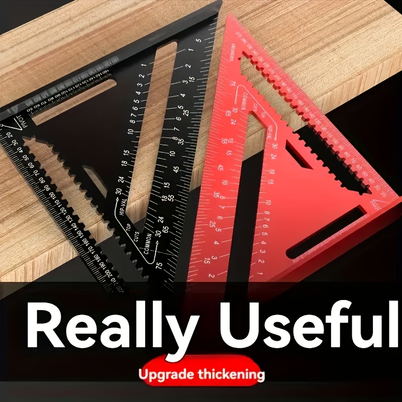 Precision Woodworking Square - Red Triangle Ruler with Serrated Edge for Accurate Measurement, Home Improvement And Design Projects, Ideal Woodworking Tool Random Color - Image 10