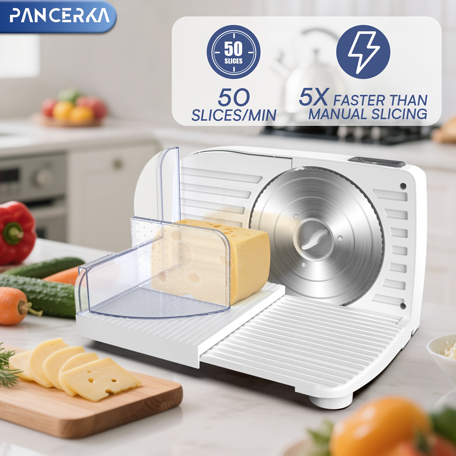PANCERKA 1pc Electric Meat Slicer, 0-15Mm Adjustable Thickness, Suitable for Home And Commercial Use, Cutting Deli Food, Meat, Vegetables, Fruits, Lamb Slicer/Meat Cutter/Electric Bread Slicer/Meat Slicer Machine/Halloween & Christmas Gift - Image 3