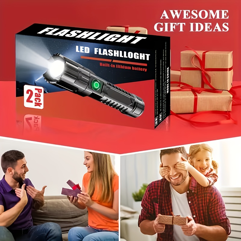 2pcs High-Powered Zoom Flashlights, Outdoor Multifunctional Portable Home Mini Retractable Zoom Light, Camping Gear, Outdoor Flashlight, Portable Flashlight, Mini Flashlight, Durable Structure, Sturdy Construction, Bright Beam - Image 4