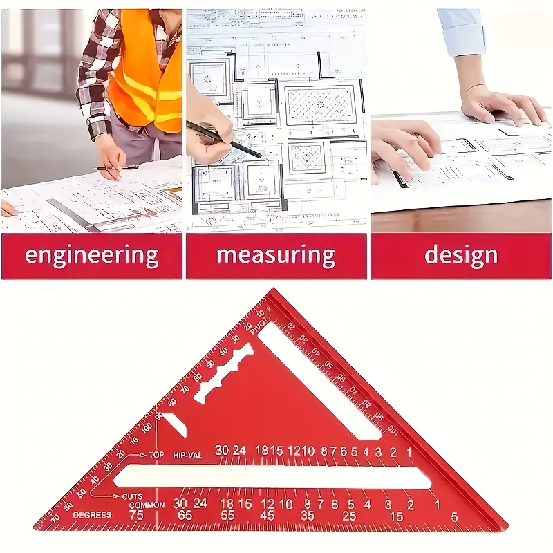 Precision Woodworking Square - Red Triangle Ruler with Serrated Edge for Accurate Measurement, Home Improvement And Design Projects, Ideal Woodworking Tool Random Color - Image 5