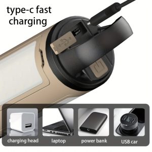 Rechargeable LED Folding Camping Light, USB Portable Flashlight, 360 ° Three Leaf Design with Charge Display And 6 Modes, Outdoor Hanging Tent Light, Suitable for Hiking And Emergency Situations