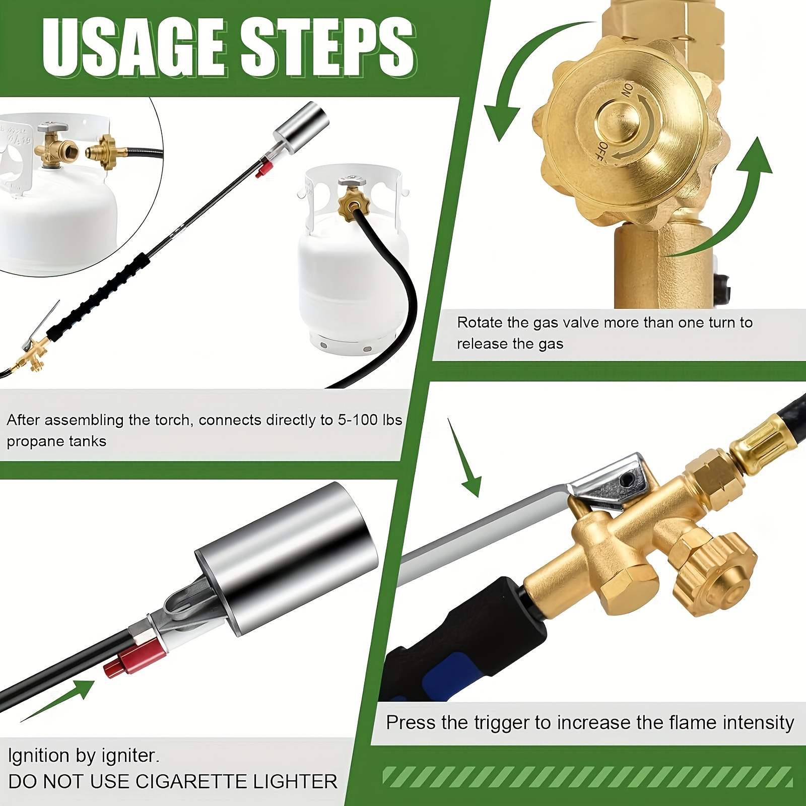 10ft Propane Weed Torch Kit, High-Output Professional Flamethrower for Weeding Roofing Ice Snow, Heavy Duty Blow Torch with Self Igniter And Long Hose, Perfect Father's Day Gift - Image 7