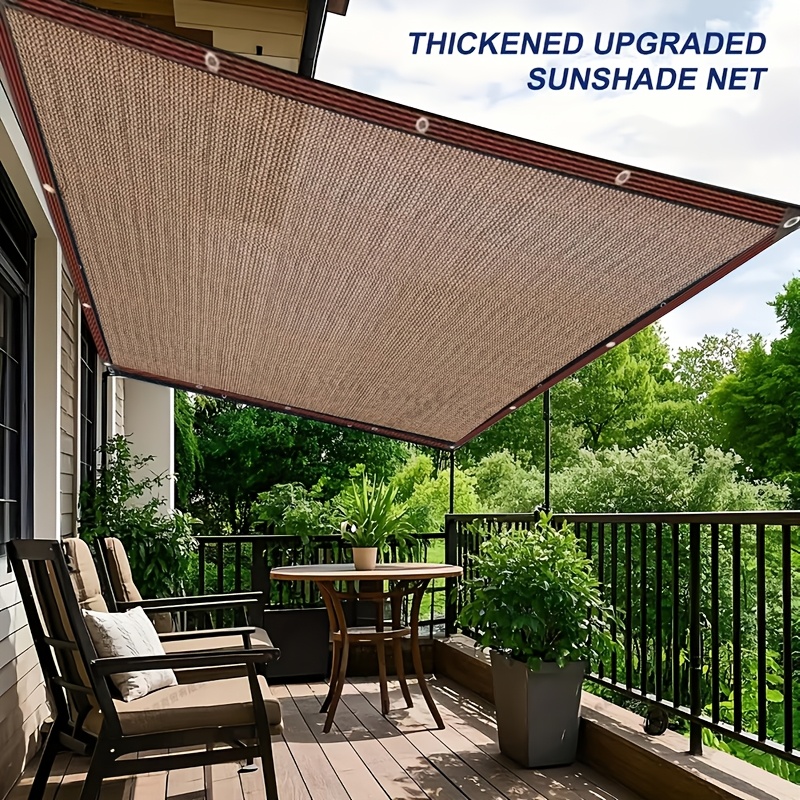 Shade Cloth, 90% Sunshade Rate Gardening Sunscreen Net, with Buckle Mesh Tarpaulin, Suitable for Plant Cover/Patio Sunshade/Garden Pergola/Greenhouse/Carport Kennel, Coffee Brown, 1pc - Image 4