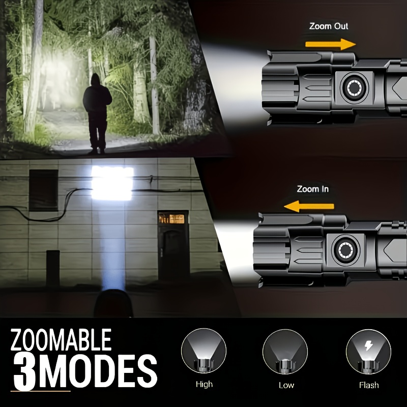 2pcs High-Powered Zoom Flashlights, Outdoor Multifunctional Portable Home Mini Retractable Zoom Light, Camping Gear, Outdoor Flashlight, Portable Flashlight, Mini Flashlight, Durable Structure, Sturdy Construction, Bright Beam - Image 9