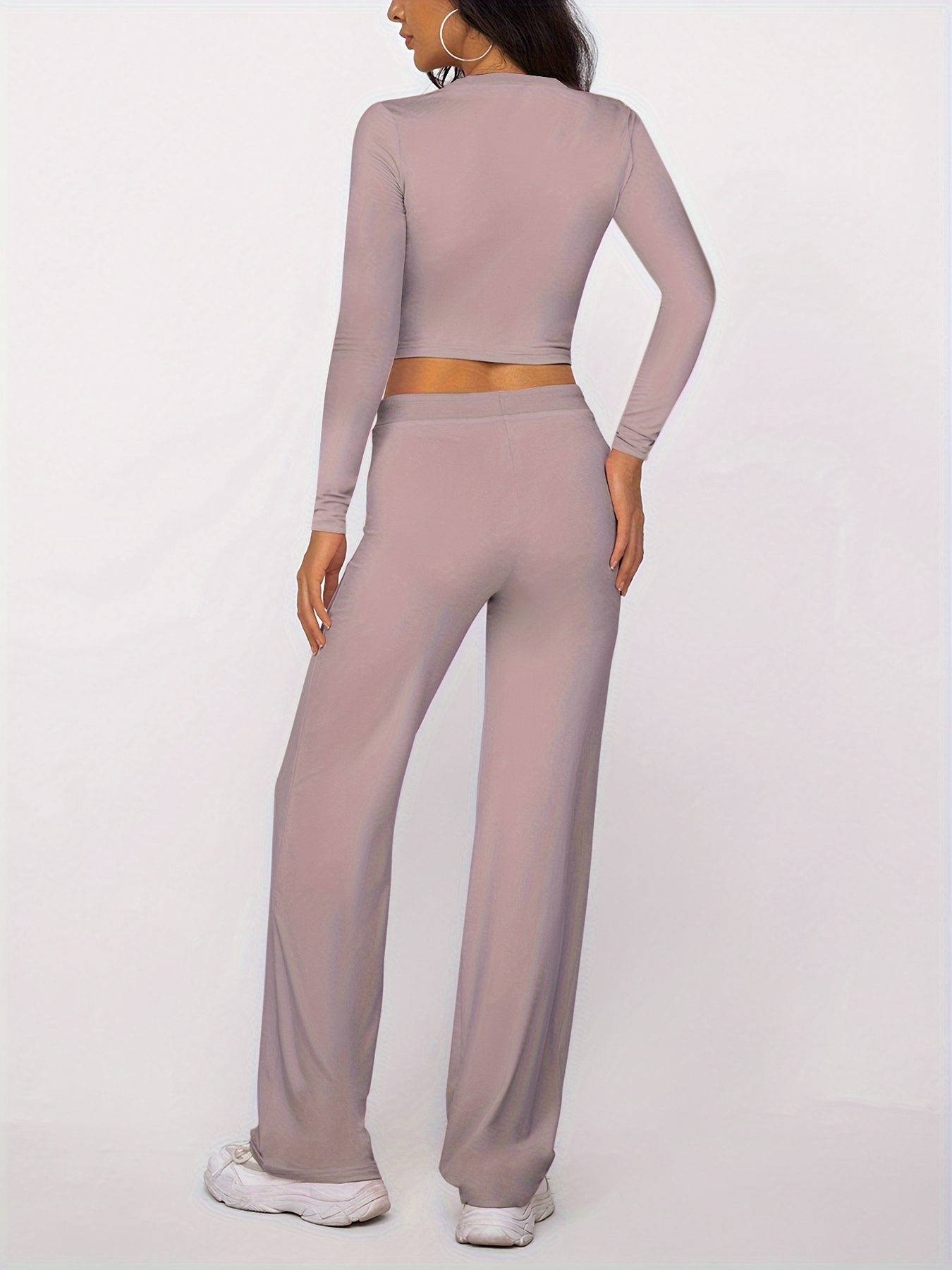 Kardashian-Inspired Modal Long Sleeve Ribbed Drawstring Home Wear Set - Image 9