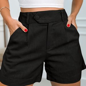 Elegant Solid Color Women'S Shorts | Commuter Shorts For Spring/Summer/Fall Season