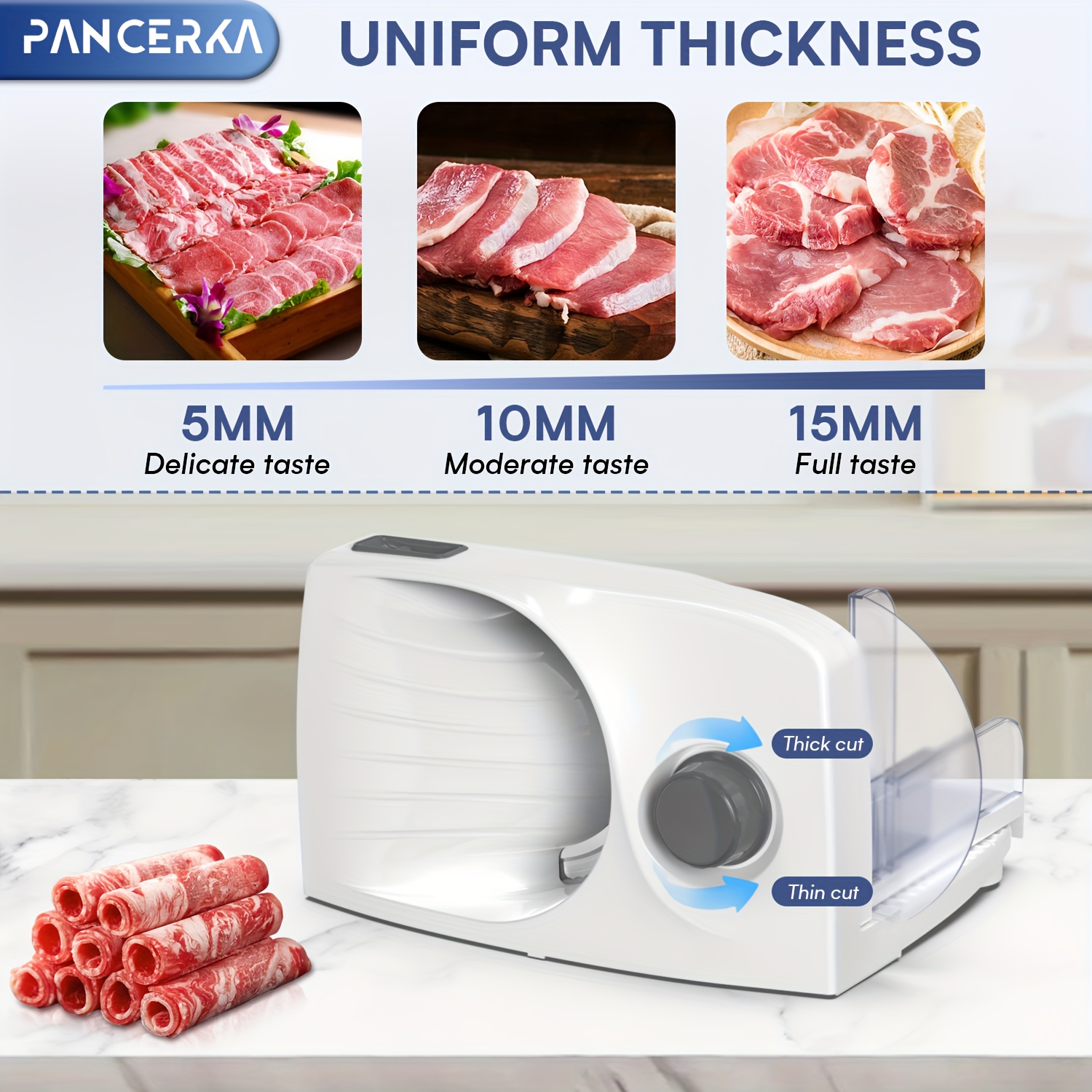 PANCERKA 1pc Electric Meat Slicer, 0-15Mm Adjustable Thickness, Suitable for Home And Commercial Use, Cutting Deli Food, Meat, Vegetables, Fruits, Lamb Slicer/Meat Cutter/Electric Bread Slicer/Meat Slicer Machine/Halloween & Christmas Gift - Image 5