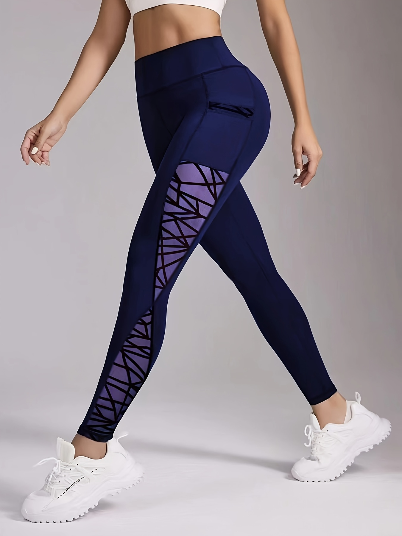 New Butt Lifting and Tummy Control Leggings, Mesh Panel Yoga Pants with Pockets for Women - Image 8
