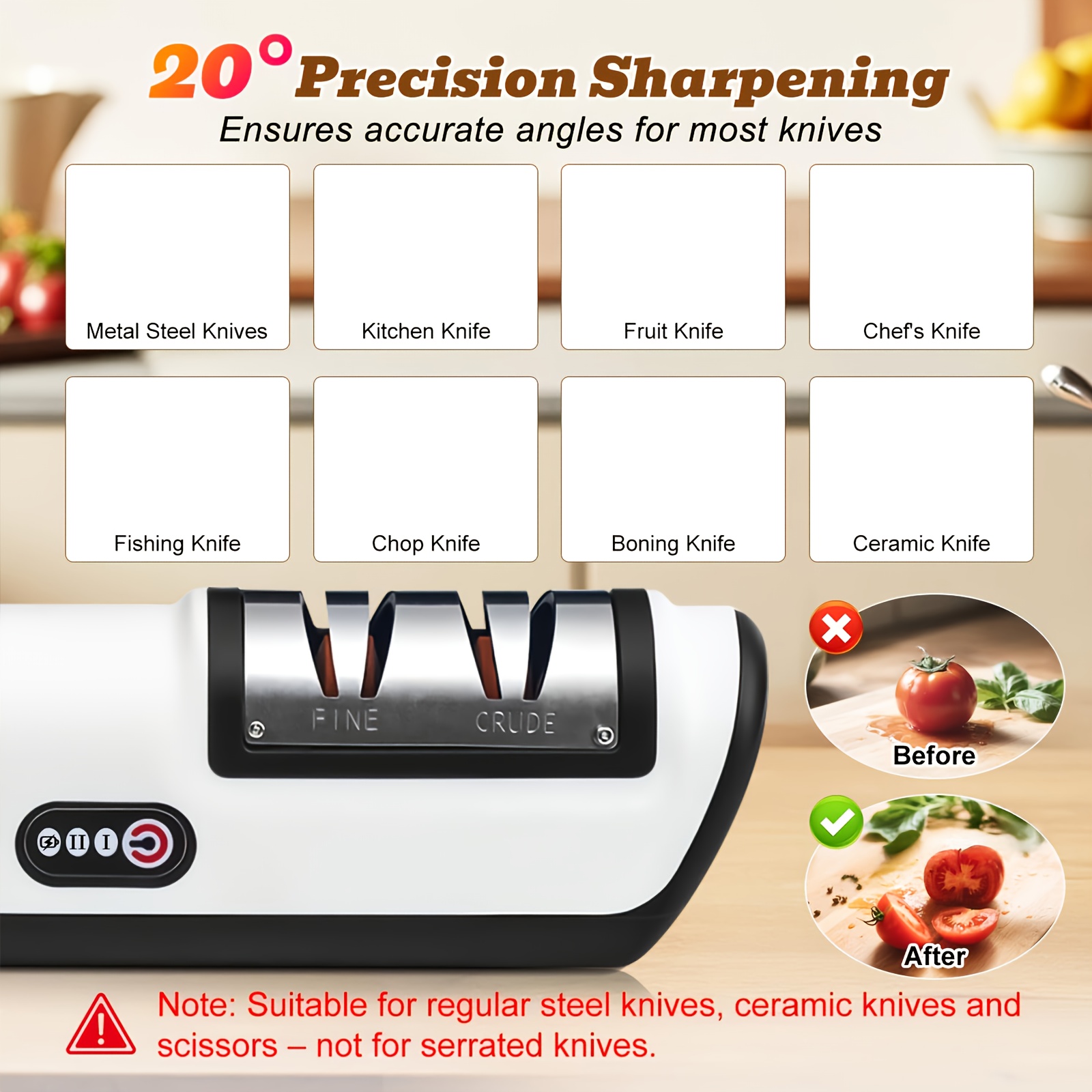 Electric Sharpening Tool, Professional 2-Stage Sharpener for 20 Degree Straight Edges, Sharpening And Polishing for Kitchen Tools | Black - Image 9