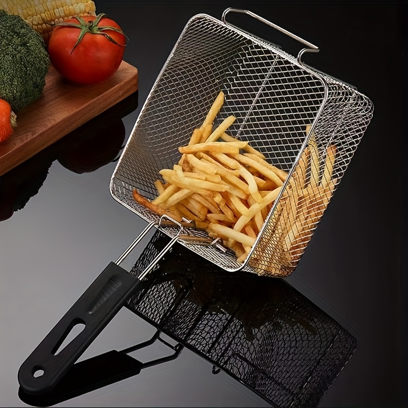 Multi-Functional Stainless Steel Fry Basket with Foldable Handle, Heat-Resistant Mesh, Suitable for Fries, Chicken Wings, and Snacks, Easy to Clean, Cooking Tool for Home and Commercial Kitchens, Frying Tool, Compact Cooking Tool, Easy-Clean Basket - Image 6