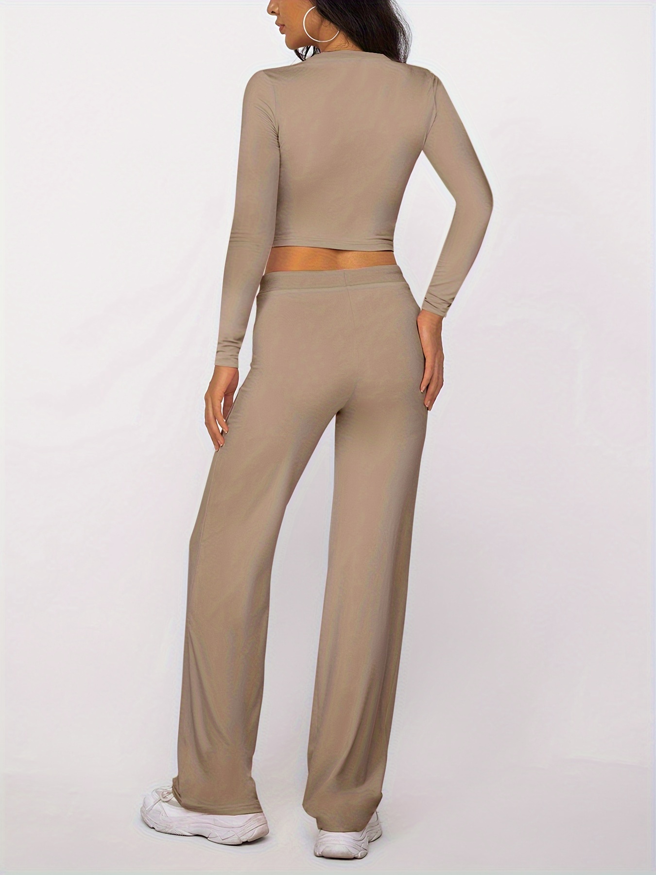 Kardashian-Inspired Modal Long Sleeve Ribbed Drawstring Home Wear Set - Image 7