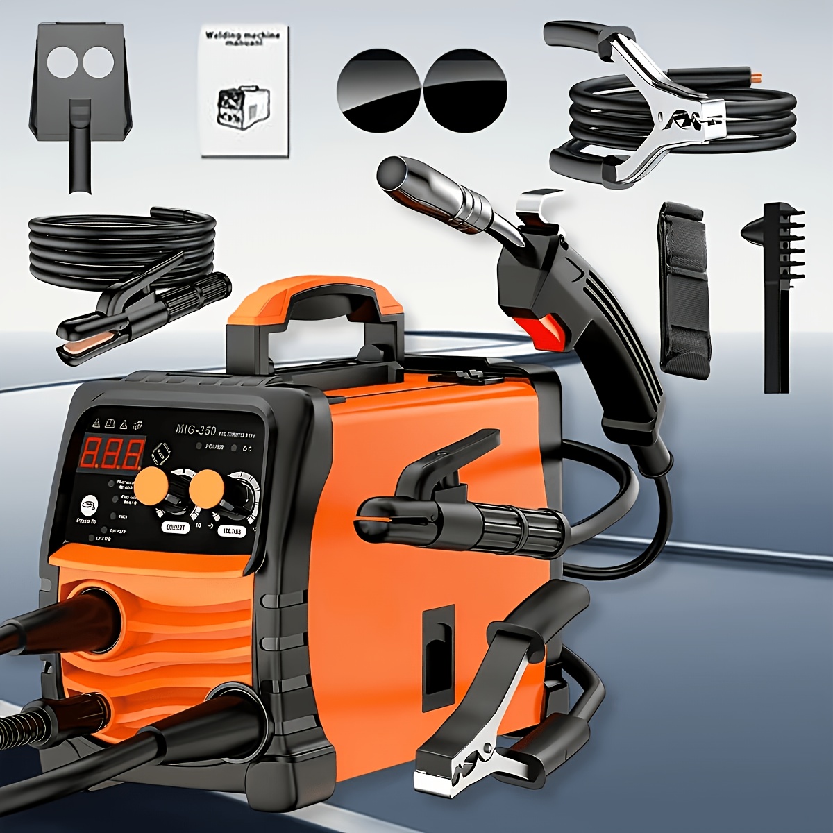 MIG-350/MIG-250 3 In 1 Welding Machine, 110V 60Hz 105A Gasless MIG/Stick ARC Welder With Orange Rubber Case, Complete Starter Kit Include Welding Wire, Rods, Mask Gloves, Portable Welder For Beginners Home Industrial Repair - Image 2