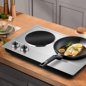 CUSI Portable MAX Electric Stove, Coklai Electric Hot Plates, Electric Burners With Temperature Control, Stainless Steel, Easy To Clean, Portable Design.Ideal For Kitchens, Dorms & Camping.