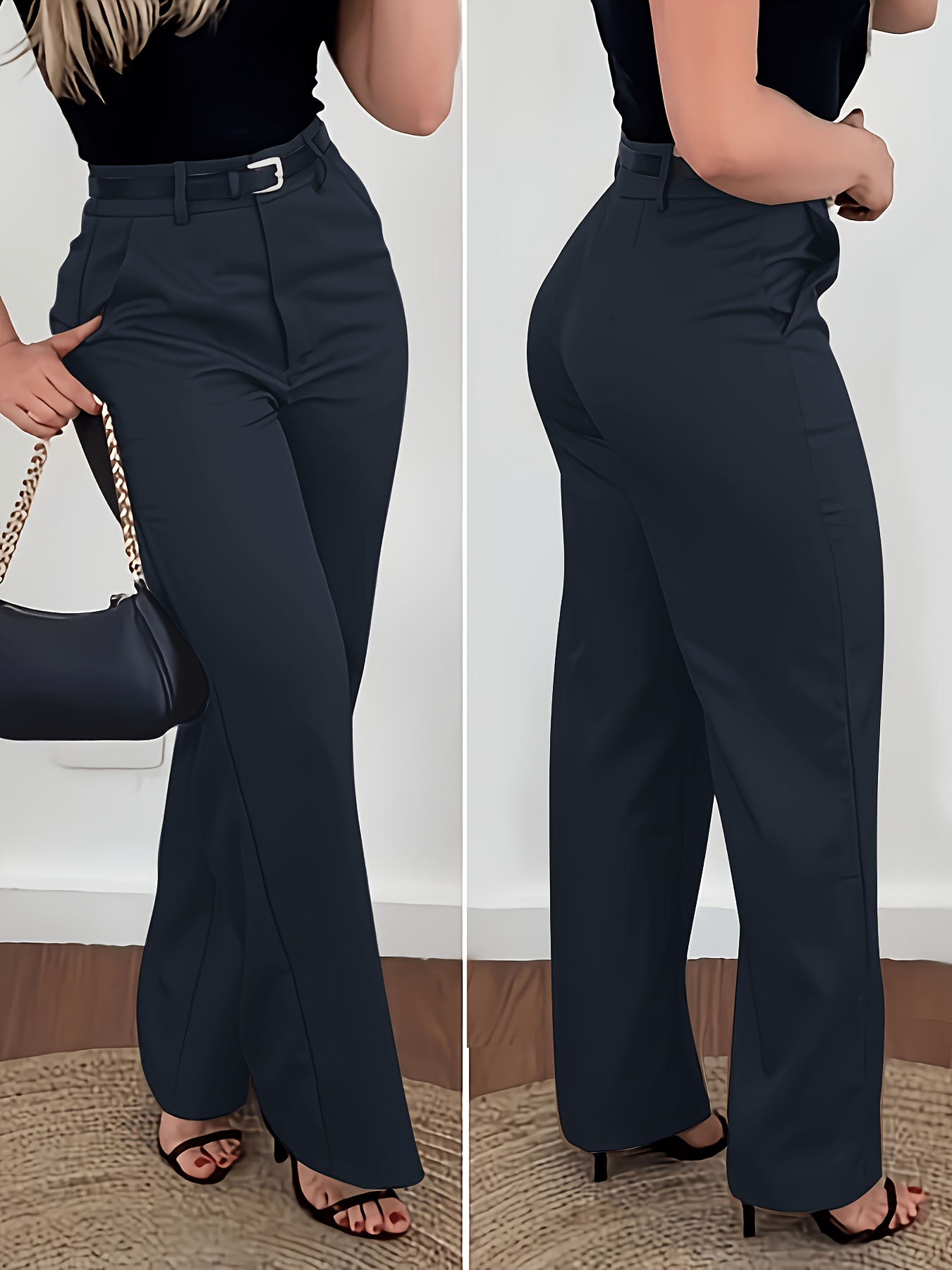Women'S Fashion Solid Color Elegant Trousers, All-Season Style, Machine Washable, Suitable for Office And Casual Wear - Image 10