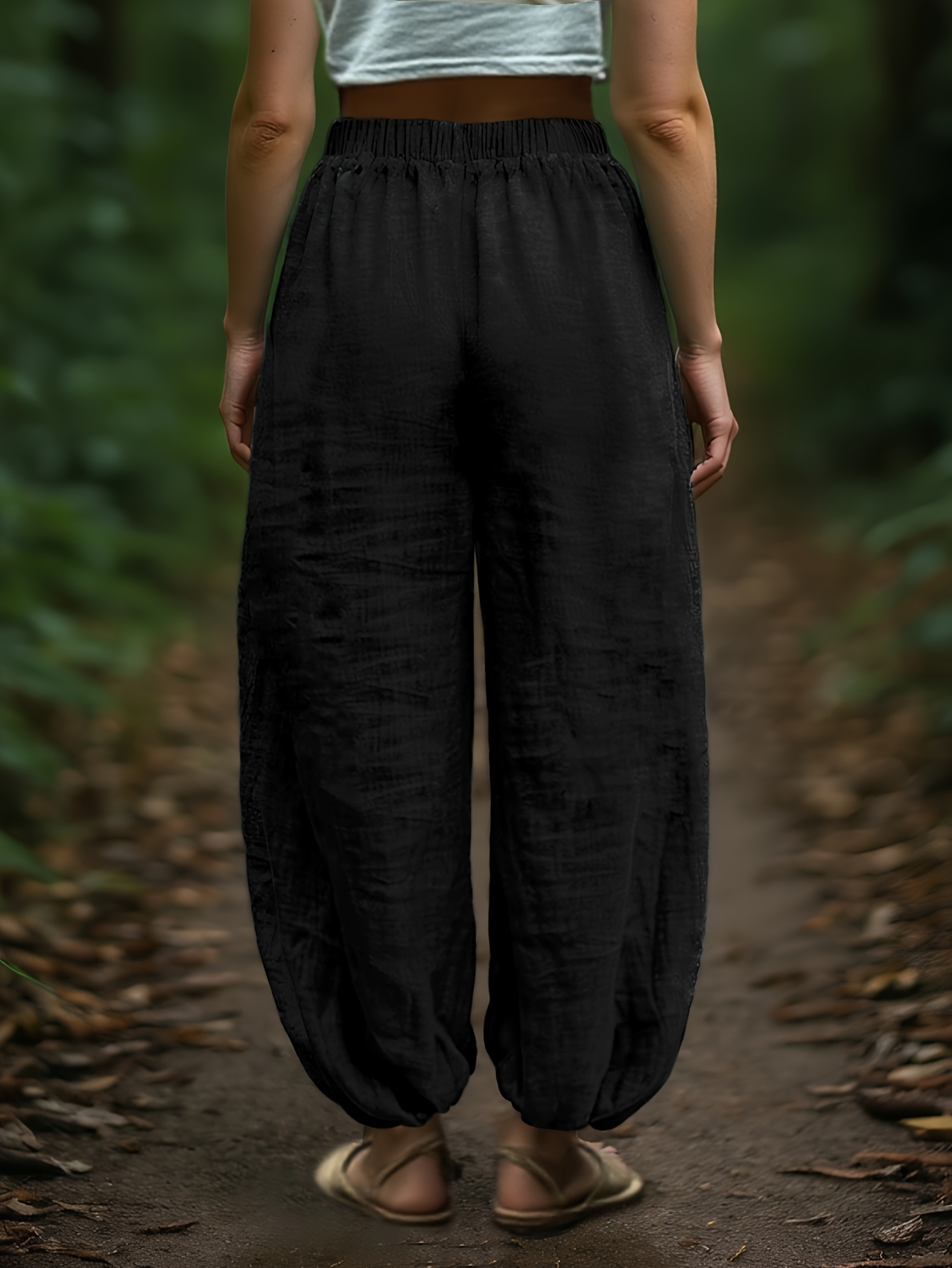 Linen Loose And Comfortable Minimalist Linen Lantern Pants - Image 9