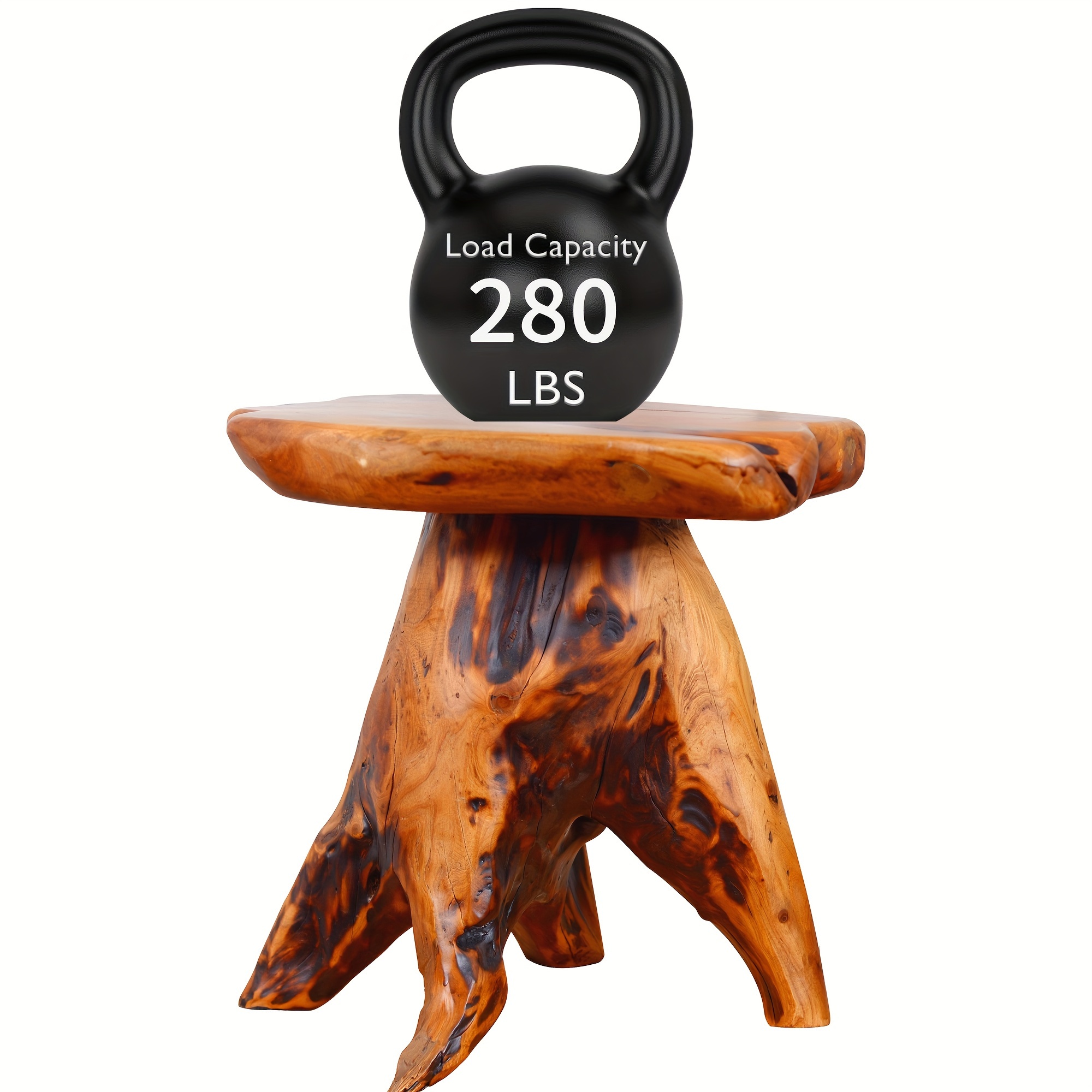 1pc Natural Edge Solid Fir Wood Stool - Rustic Tree Stump Design Indoor/Outdoor Side Table, 280lb Weight Capacity, High Quality Easy-Clean Surface, Versatile for Home, Restaurant, Patio, Living Room Decor, Indoor Outdoor Furniture | Natural Aesthetic | Durable Construction, Solid Wood Furniture - Image 5