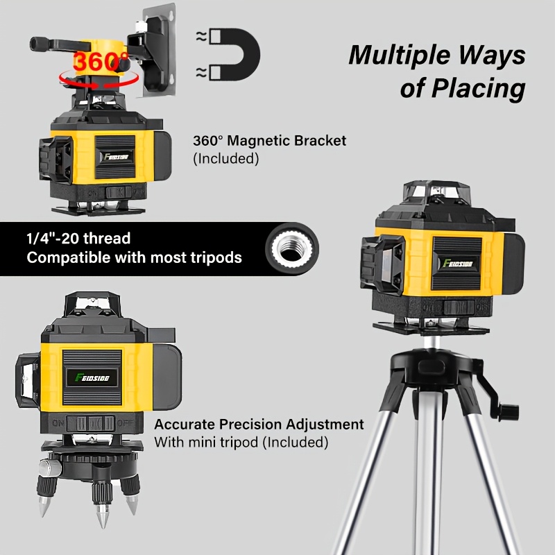Professional 16-Line Laser Level 360 Self Leveling, 2x 3000mAh Batteries | Remote | Laser Level with 39"Adjustable Tripod, Lazer Leveler Tool for Picture Hanging, Construction, Tile, Renovation, Wall Floor Alignment,laser Level with Tripod - Image 3