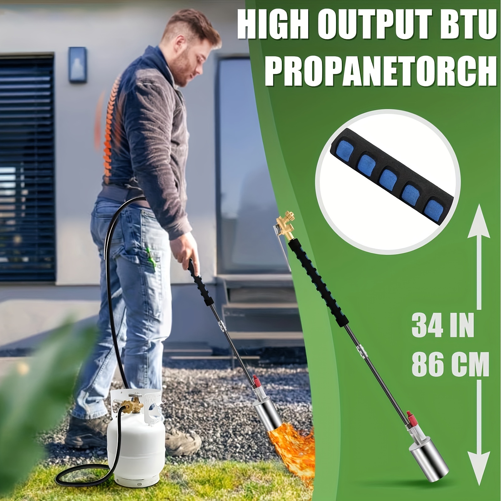 10ft Propane Weed Torch Kit, High-Output Professional Flamethrower for Weeding Roofing Ice Snow, Heavy Duty Blow Torch with Self Igniter And Long Hose, Perfect Father's Day Gift - Image 5