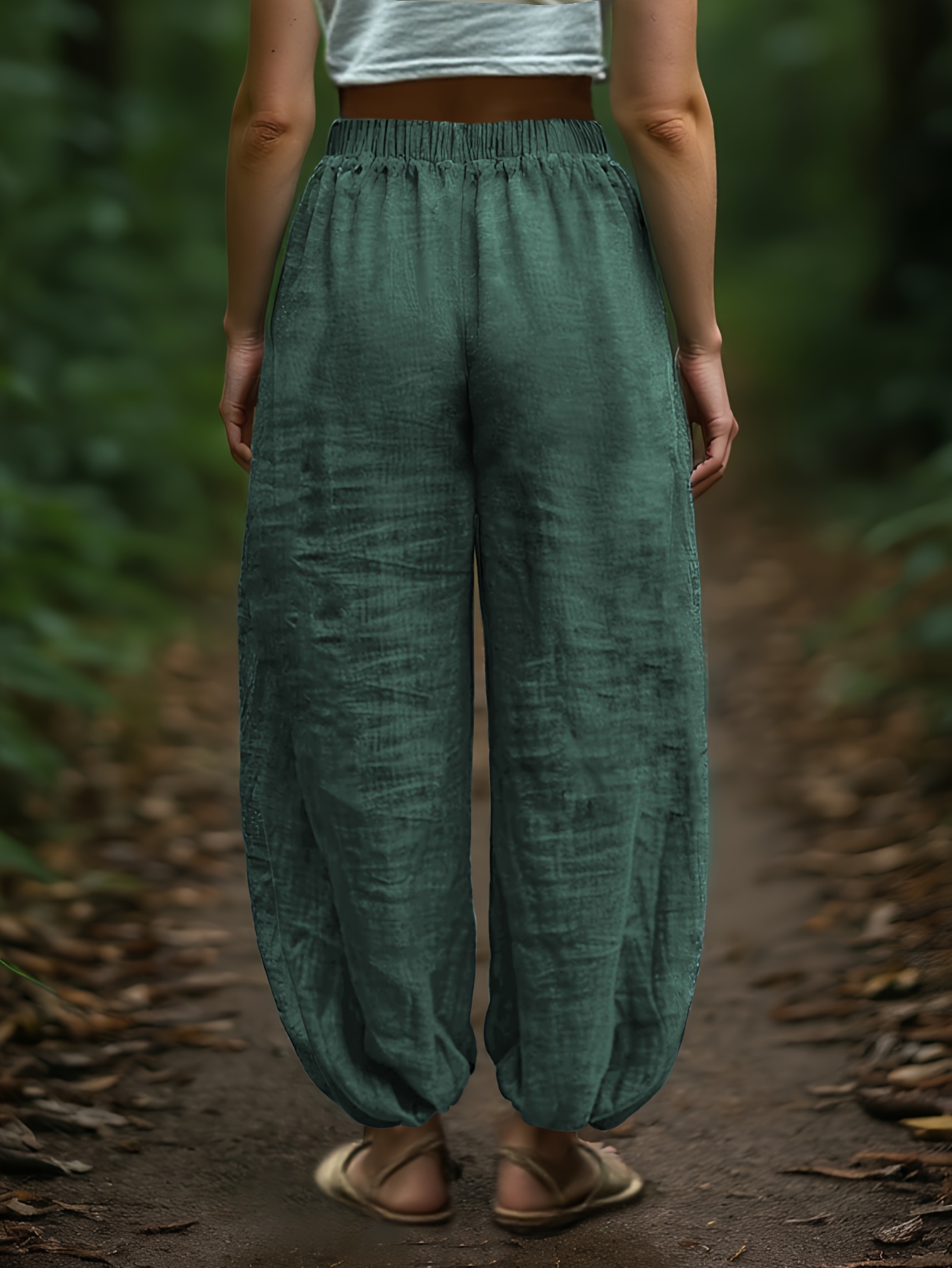 Linen Loose And Comfortable Minimalist Linen Lantern Pants - Image 8