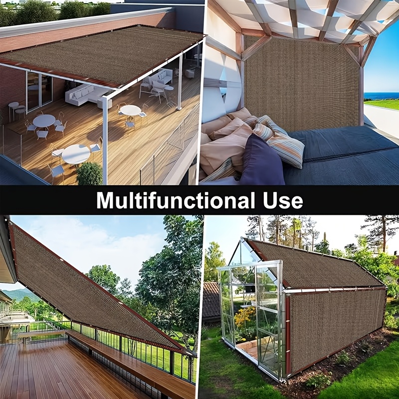 Shade Cloth, 90% Sunshade Rate Gardening Sunscreen Net, with Buckle Mesh Tarpaulin, Suitable for Plant Cover/Patio Sunshade/Garden Pergola/Greenhouse/Carport Kennel, Coffee Brown, 1pc - Image 5