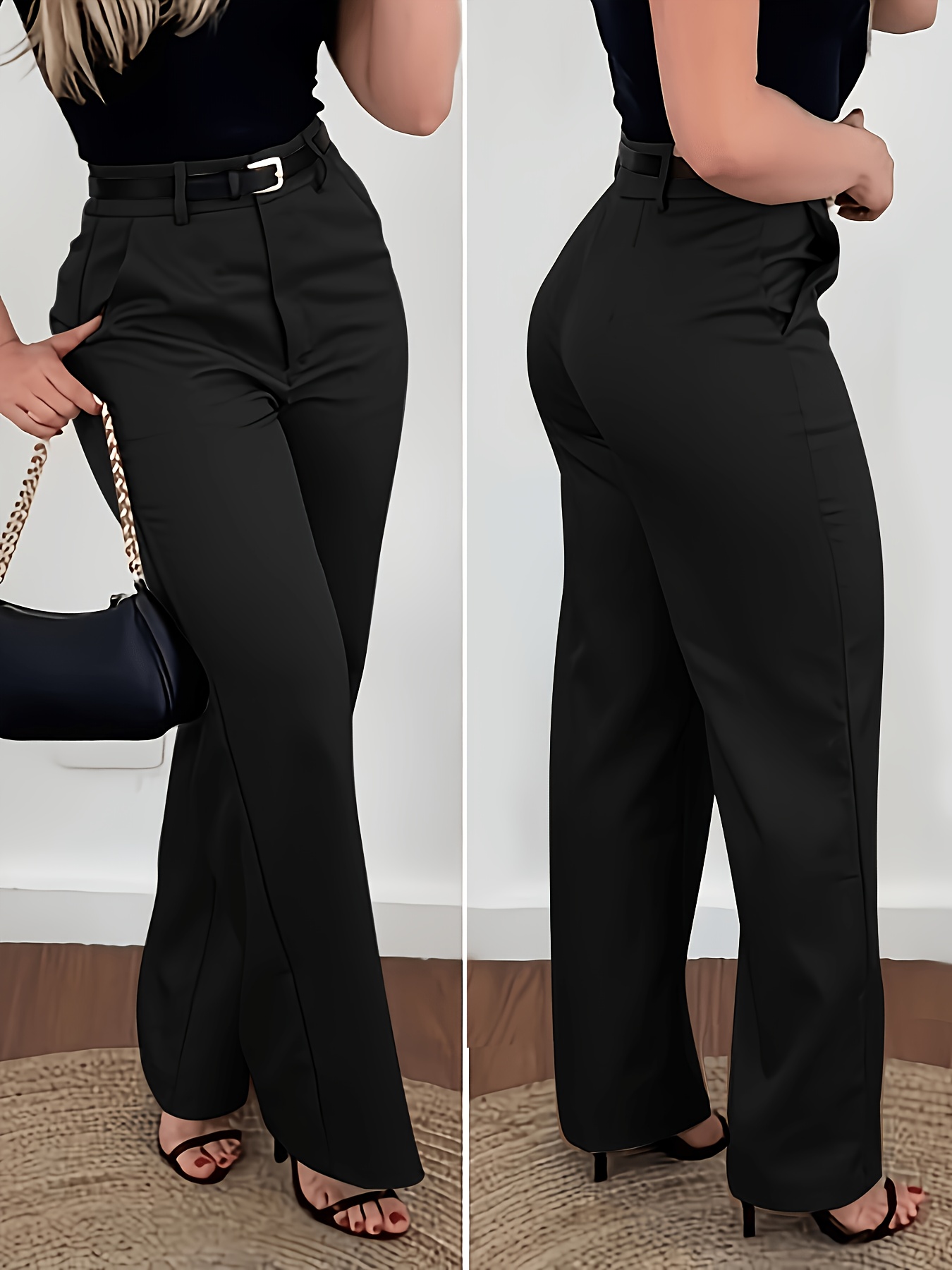 Women'S Fashion Solid Color Elegant Trousers, All-Season Style, Machine Washable, Suitable for Office And Casual Wear - Image 7